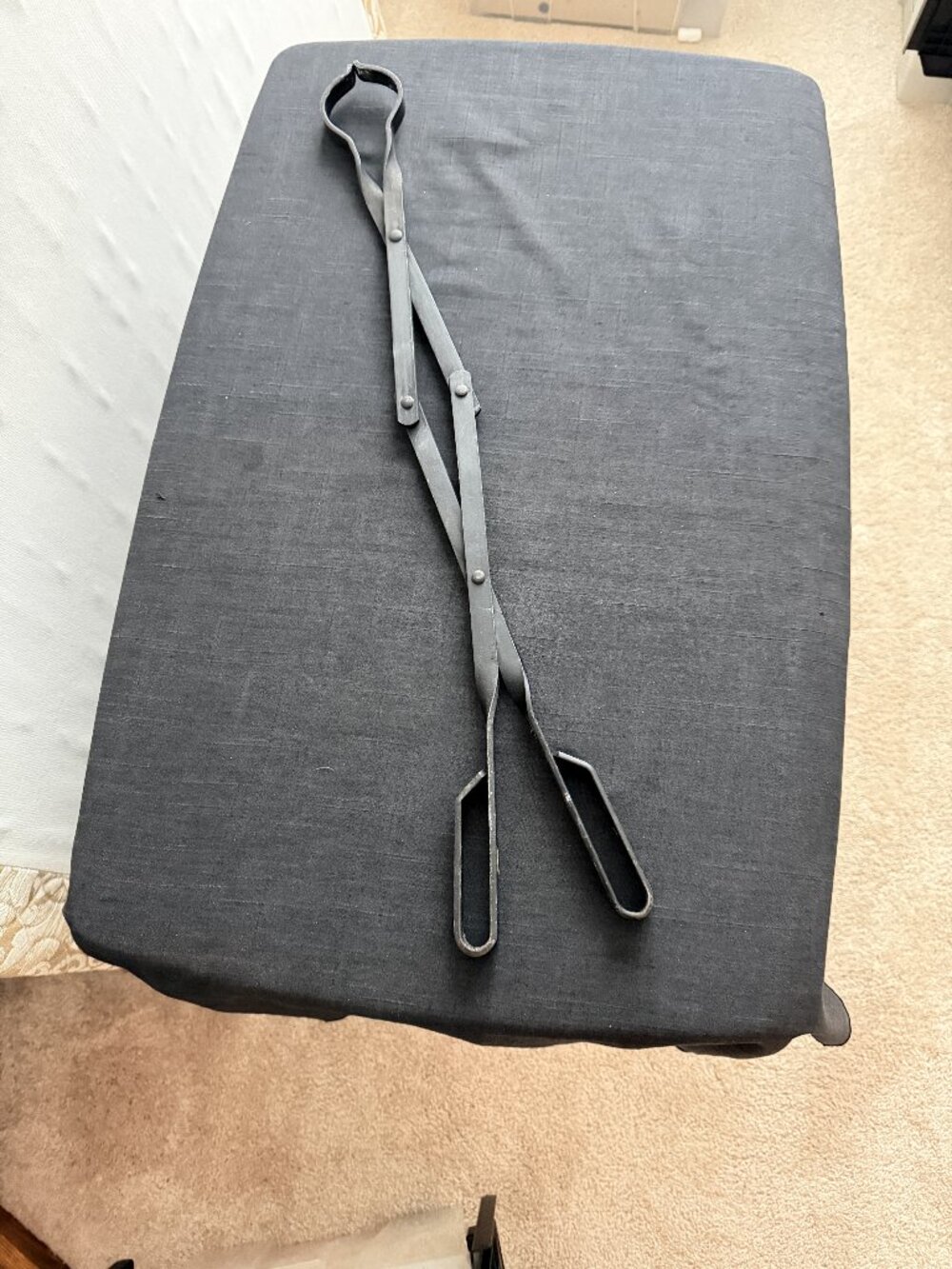 Black Metal Fireplace Scissor Tongs Log Grabber Approx 26 Inches